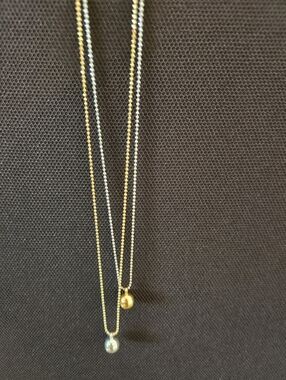 CABI Duo Necklace Gold/Silver Ball Bead Long Short Adjustable Retired